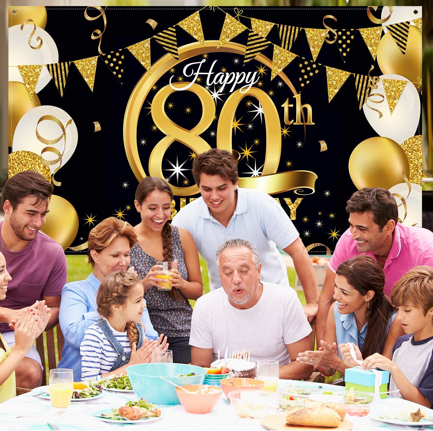 Birthday Party Decoration Extra Large Fabric Black Gold Sign Poster for Anniversary Photo Booth Backdrop Background Banner - Image 5