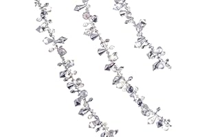 Klikel Iridescent Silver Large Twinkle Ice Double Twist Bead Garland, Set of 2 Each 10 Feet