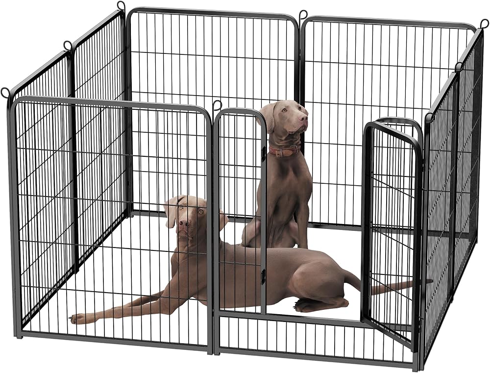 HOMIDEC Dog Pen 8 Panel 100cm High with Door, Indoor Outdoor Pet Exercise