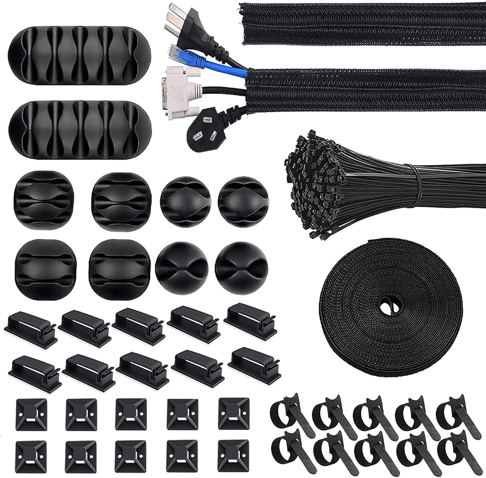 Moseem Cable Management Kit 142Pcs Wire Organizer and Tidy