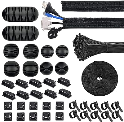 Moseem Cable Management Kit 142Pcs Wire Organizer and Tidy