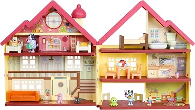 Bluey Exclusive Lights & Sounds Playhouse Toy Box 29 Accessories 4 Figures