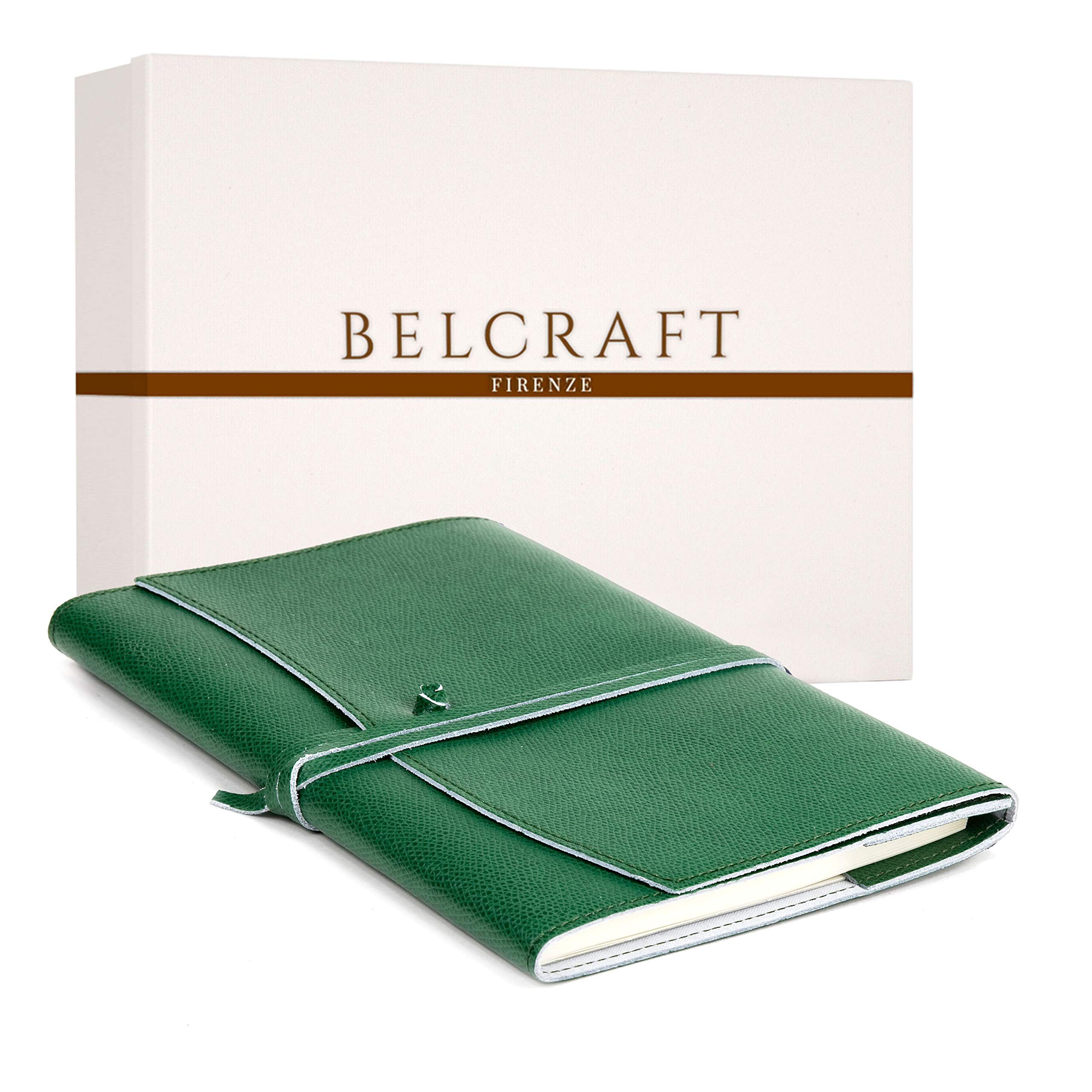 Portofino Refillable Leather Bound Journal, Made in Italy, Writing Notebook, Memory Book, Travel Diary & Notepad, Gift Idea for Man & Woman, Including Gift Box (12x17 cm) Green