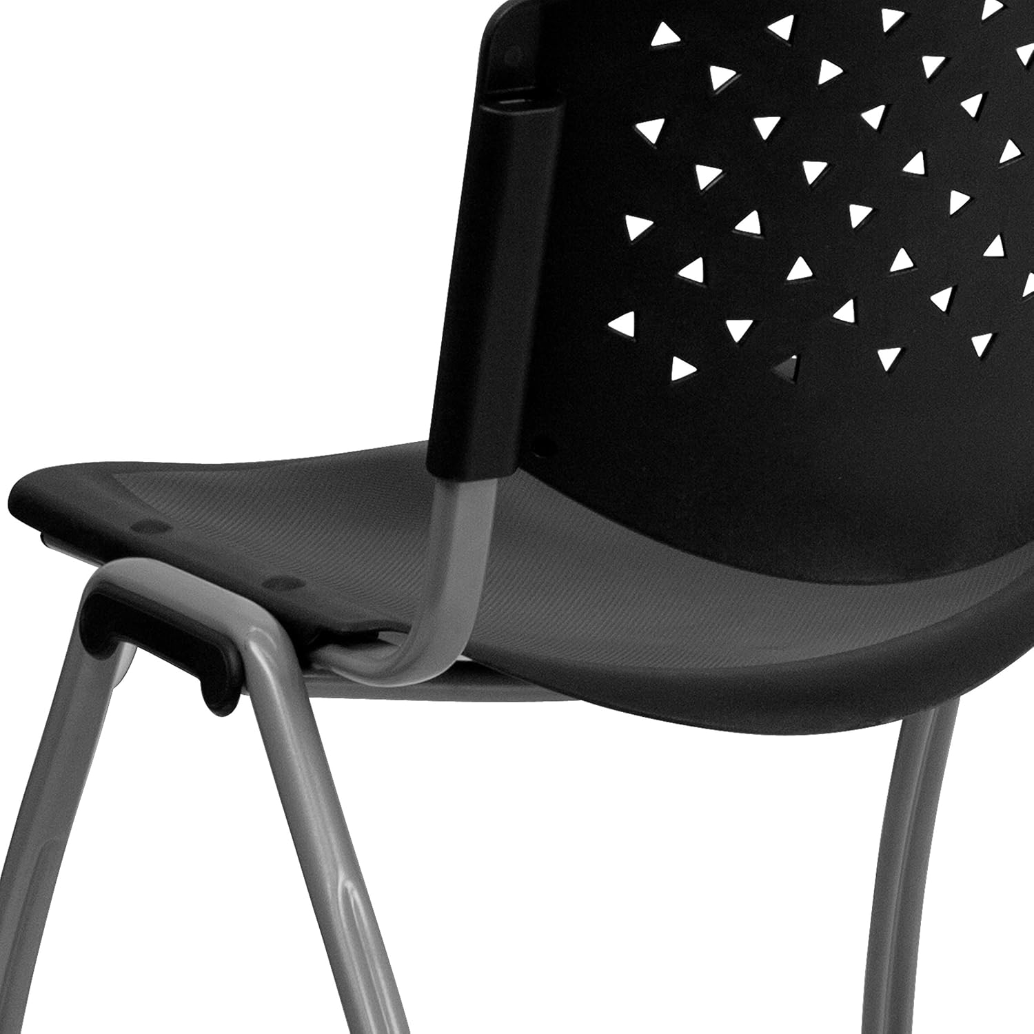 Flash Furniture HERCULES Series 880 lb. Capacity Black Plastic Stack Chair with Titanium Gray Powder Coated Frame: Furniture & Decor