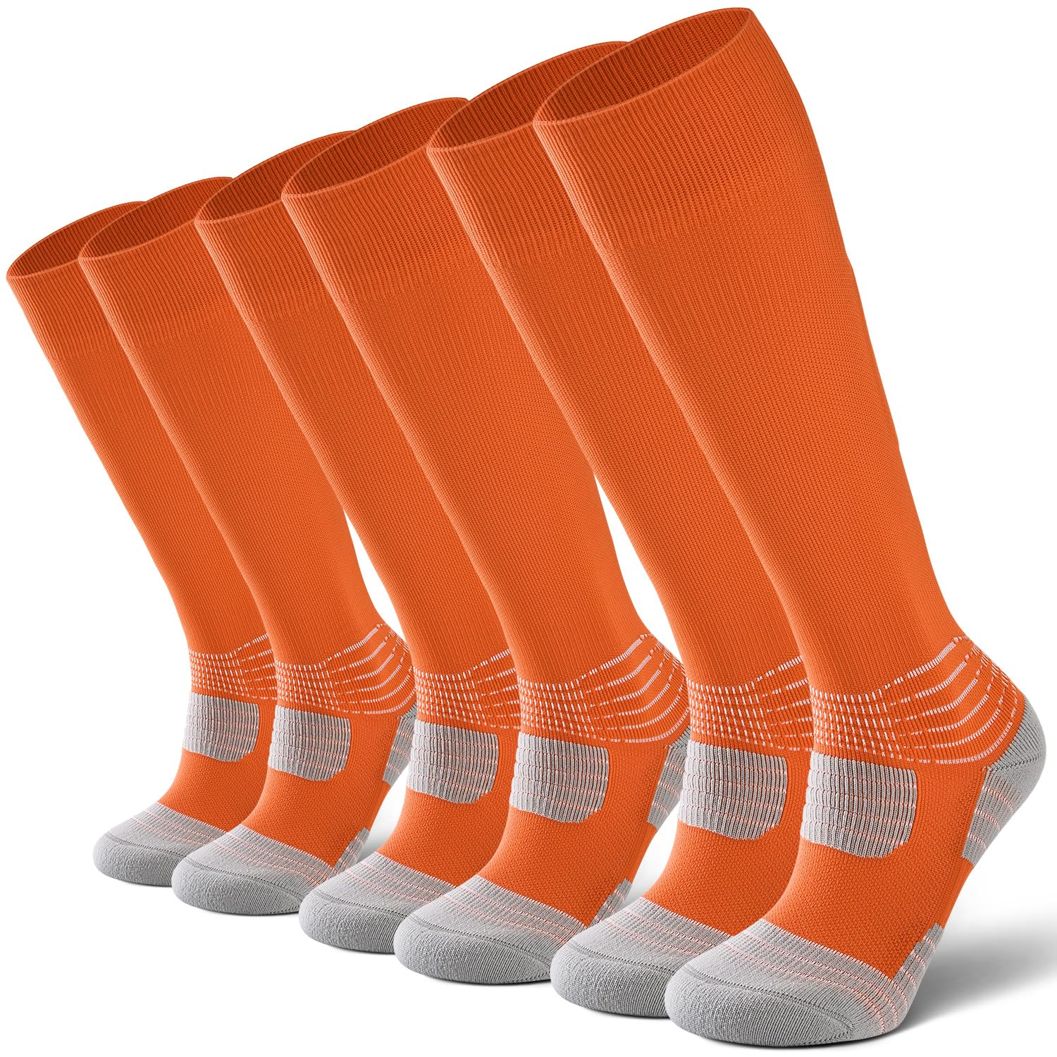 Photo 1 of **2 pack****IRAMY Compressive Soccer Socks Kids Ankle Compression Support Coolmax Wicking Anti-Slip Orange Football Baseball Softball Socks Boys Girls 3 Packs