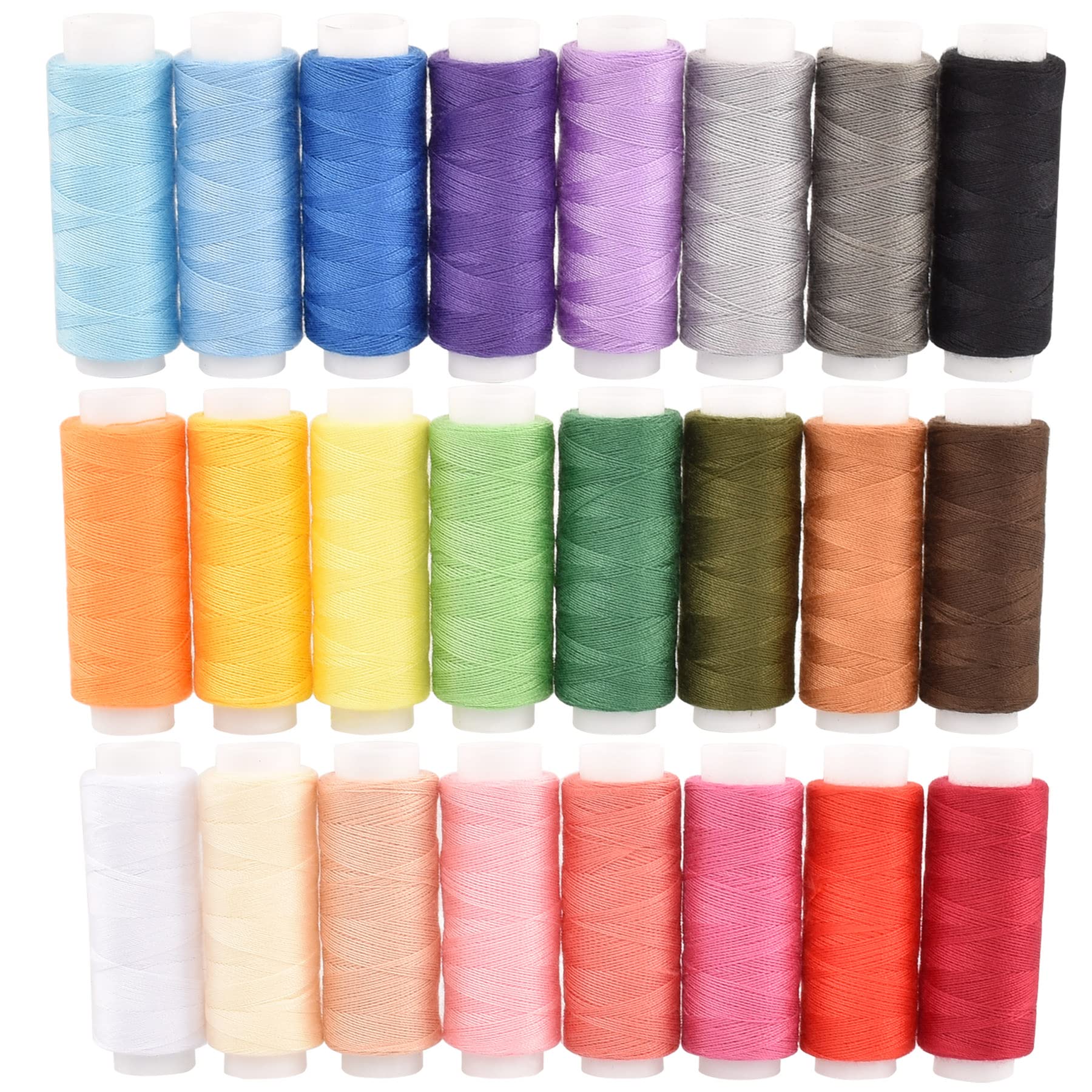 24 Polyester Sewing Threads for Sewing Machine & Hand Sewing，Set of 200 Yards Per Spool