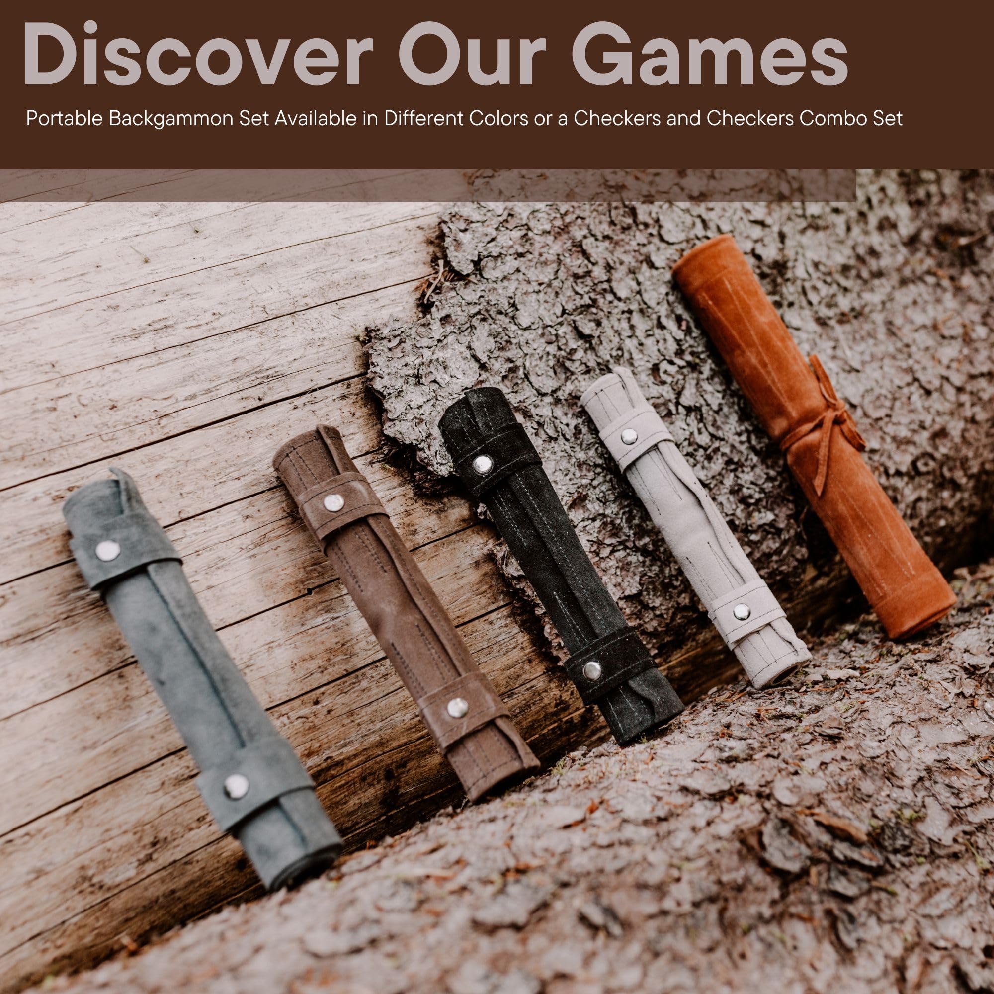 Sondergut Roll-up Portable Suede Backgammon Game Set - for Adults & Children - Ideal for RV Travel, Cruise, Airplane, Camping, Backpacking, Road Trips, Etc. Multiple Colors (Mocha)…