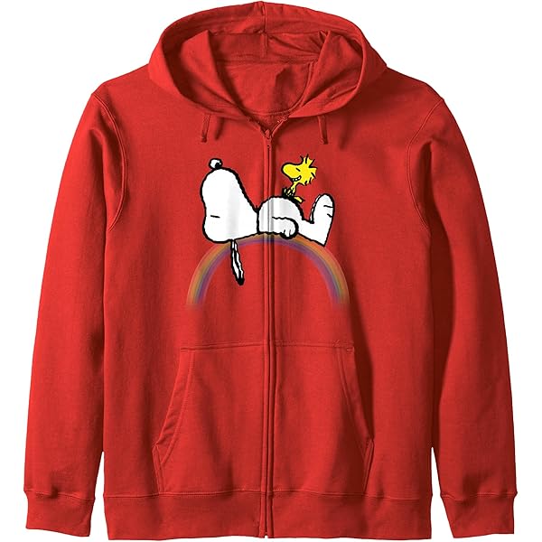 Amazon.com: Peanuts Snoopy Woodstock rainbow T-shirt Zip Hoodie