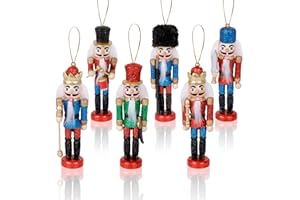 OurWarm 6pcs Glittery Nutcrackers Ornaments, Nutcracker Figures with Opening Mouths Christmas Decorations for Xmas Tree, Table Decor