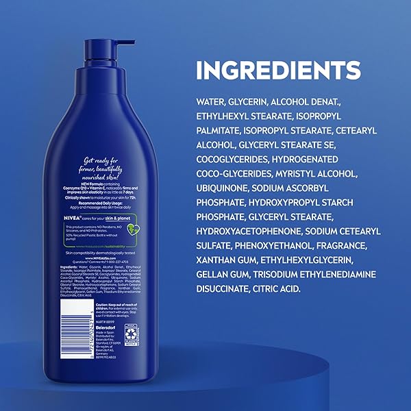 NIVEA NOURISHING HYDRATION SKIN FIRMING BODY LOTION WITH Q10 AND VITAMIN C, 72-HOUR BODY MOISTURIZER FOR DRY TO VERY DRY SKIN, 16.9 FL OZ PUMP BOTTLE