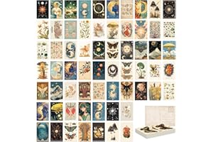Tlenpo 64 Pcs Vintage Postcard Set, Art Postcards for Mailing, Retro Plant Botanical Butterfly Ephemera, Suitable for Scrapbooks, Collage Collection, DIY Card Paper (4x6)