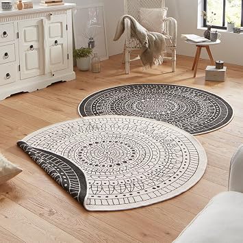Bougari Porto Wendeteppich In Und Outdoorteppich Schwarz Creme