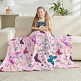 Jameswish Butterfly Throw Blanket for Girls Women Toddler Watercolor Butterfly Blanket Soft Fuzzy Flannel Bed Blanket Plush Birthday Gifts for Women Girls Mom Kids Teens Adults,50”x60”
