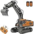 OrgaNatureQueen RC Excavator with Lights and Sound, 11-Channel Remote Control Heavy Equipment Toy Construction Vehicles Toys for Adults Kids Boys Ages Year 3 4 5 6 7 8 9 10 11 12 13+