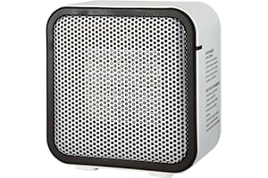 Amazon Basics Ceramic Space Heater, Mini Heater for Office Desk, 500 W, Portable Tent Heater for Camping (Indoor Use), With Tip-Over Protection, Lightweight (1.4 LBS), White, 5.9 x 3.2 x 6 inches