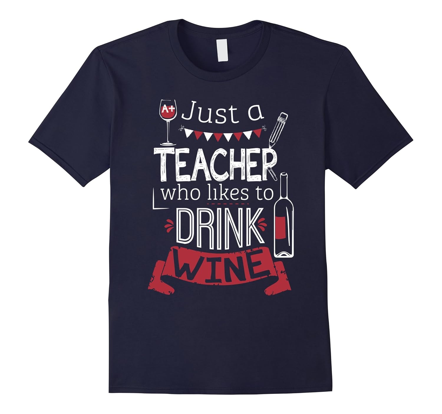 A Teacher Who Drinks Wine Funny Tee Shirt-Rose