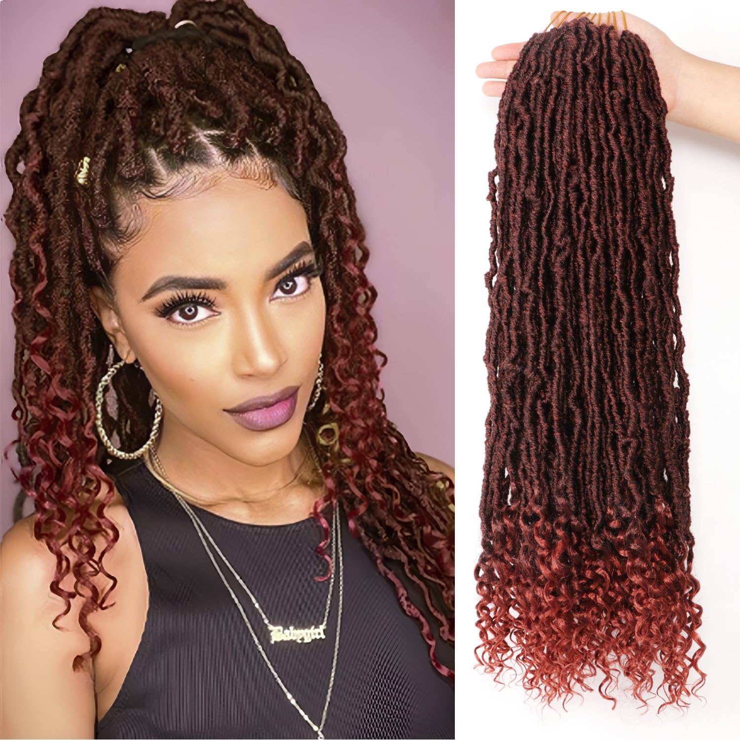 Faux Locs Crochet Hair-Soft Locs Crochet Braids Hair Extensions Goddess Braids Extensions Hair (#T350, 24Inch (Pack of 8) curly end) — image 1