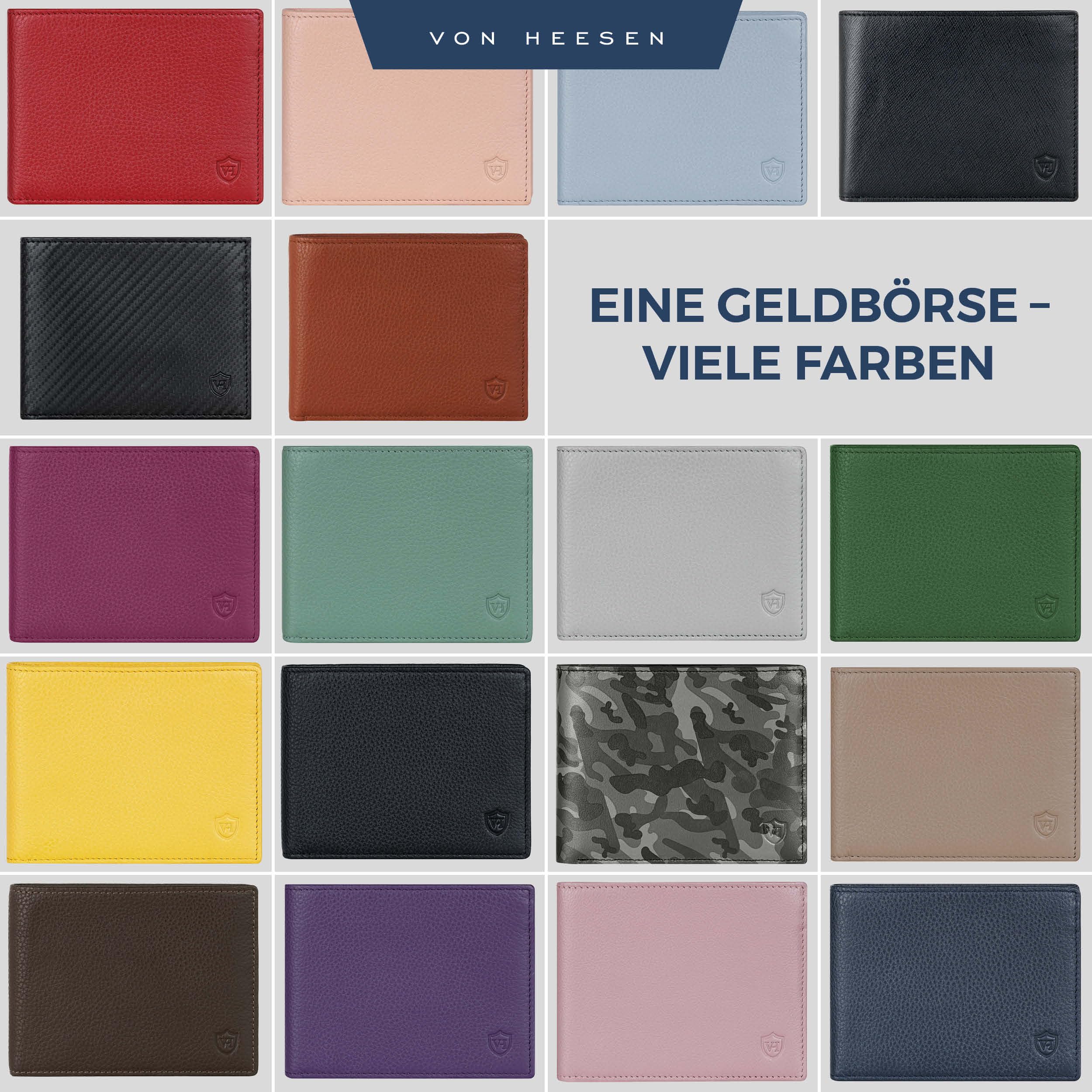 VON HEESEN Leder Geldbörse RFID Schutz I Echtleder Geldbeutel für Damen & Herren I Portemonnaie Brieftasche Wallet Portmonee (Taupe) 8