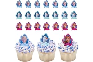 DecoPac Frozen II Rings, Cupcake Decorations Featuring Elsa, Anna, And Olaf For Birthday And Christmas Celebrations - 24 Pack
