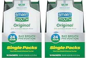 SmartMouth Original Activated Mouthwash - Adult Mouthwash for Fresh Breath - Oral Rinse for 24-Hour Bad Breath Relief with Twice Daily Use - Fresh Mint Flavor - 0.4 Fl Oz (20 Travel Packs)