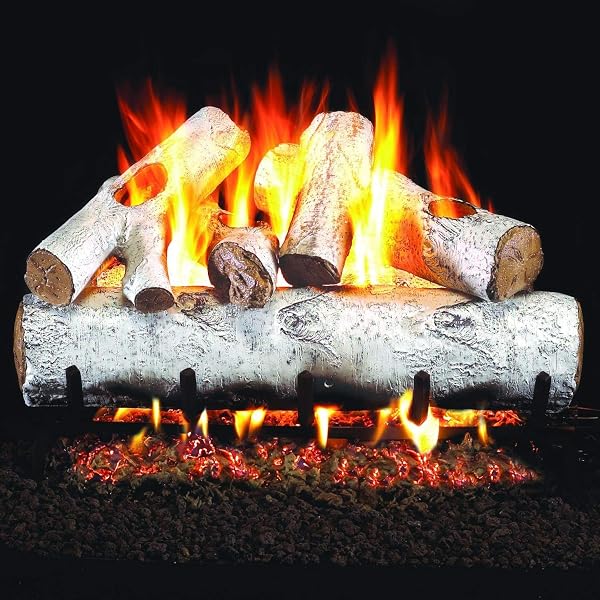 Amazon.com: Peterson Real Fyre 24-inch White Birch Log Set With Vented  Natural Gas G4 Burner - Match Light: Gas Fireplace Logs: Home u0026 Kitchen