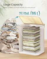 SONGMICS 95 L Laundry Basket with Lid Bamboo Foldable Removable Liner Bag view 4