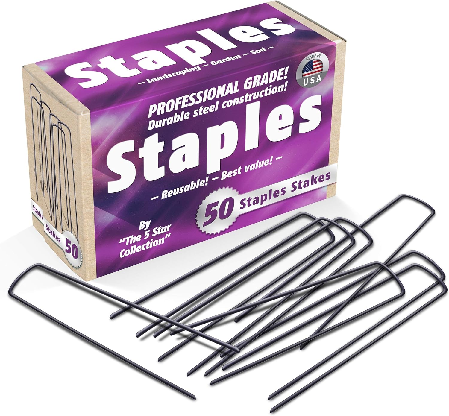 50 6-Inch Garden Landscape Staples Stakes Pins - USA Strong Pro Quality Built to Last. Weed Barrier Fabric, Ground Cover, Soaker Hose, Lawn Drippers, Irrigation Tubing, Wireless Invisible Dog Fence… : Garden & Outdoor