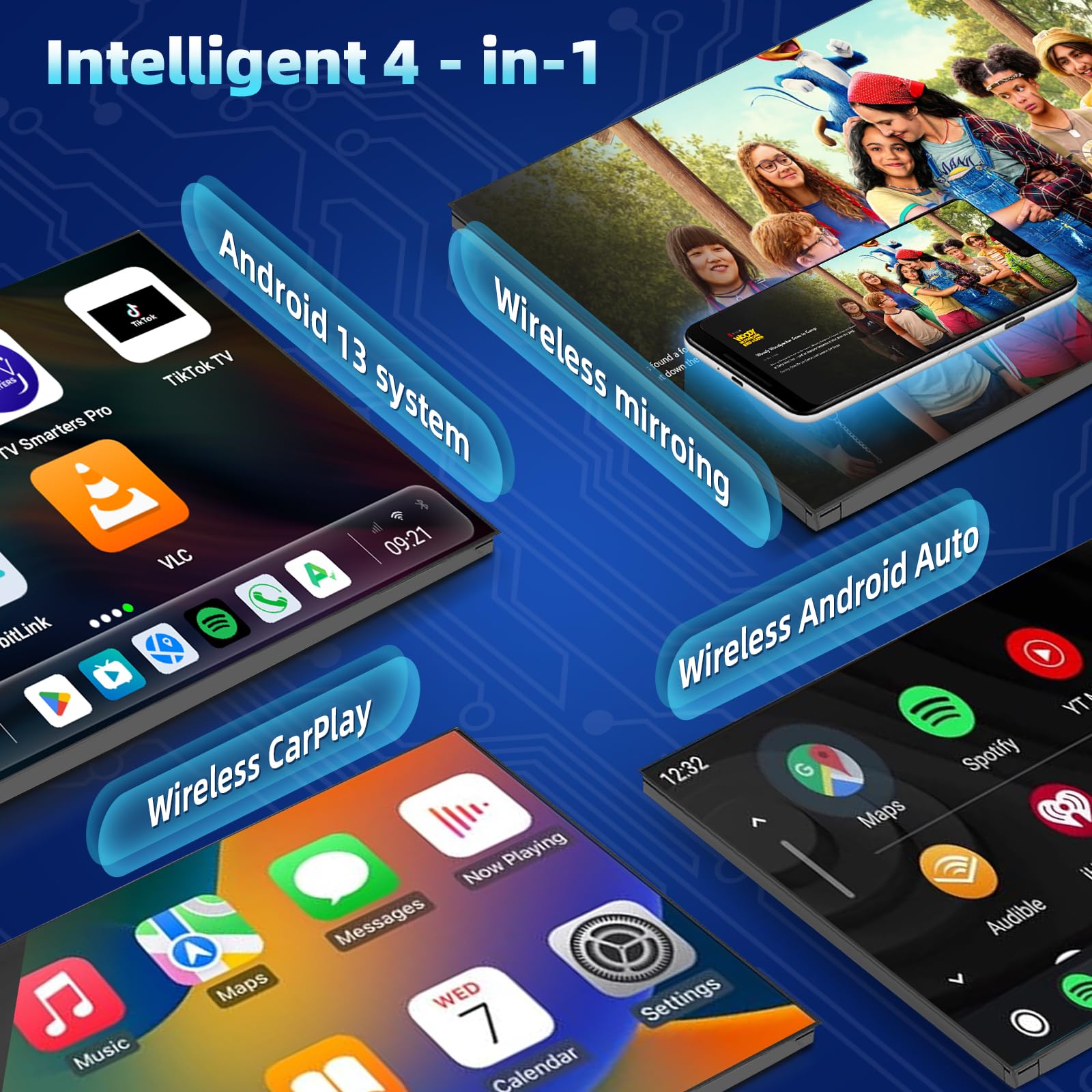 OneCarStereo CarPlay Ai Box Ultra, Wireless CarPlay Adapter Built-in Qualcomm 8-core 6225 High-Performance with Android 13, Magic CarPlay Box Stream Video Apps, TF/SIM Card, LED Light(8+128GB)