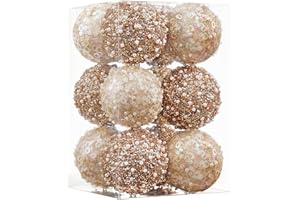 ChrisWish 12CT Christmas Ball Ornaments, Champagne Christmas Ball Decorations Shatterproof Plastic Hanging Pearl Balls for Holiday Party(70mm/2.76")