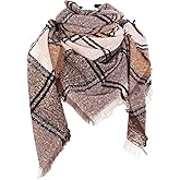 Wander Agio Womens Warm Scarf Triangle Shawls Winter Scarves Stripe Plaid Fichu Rough Surface