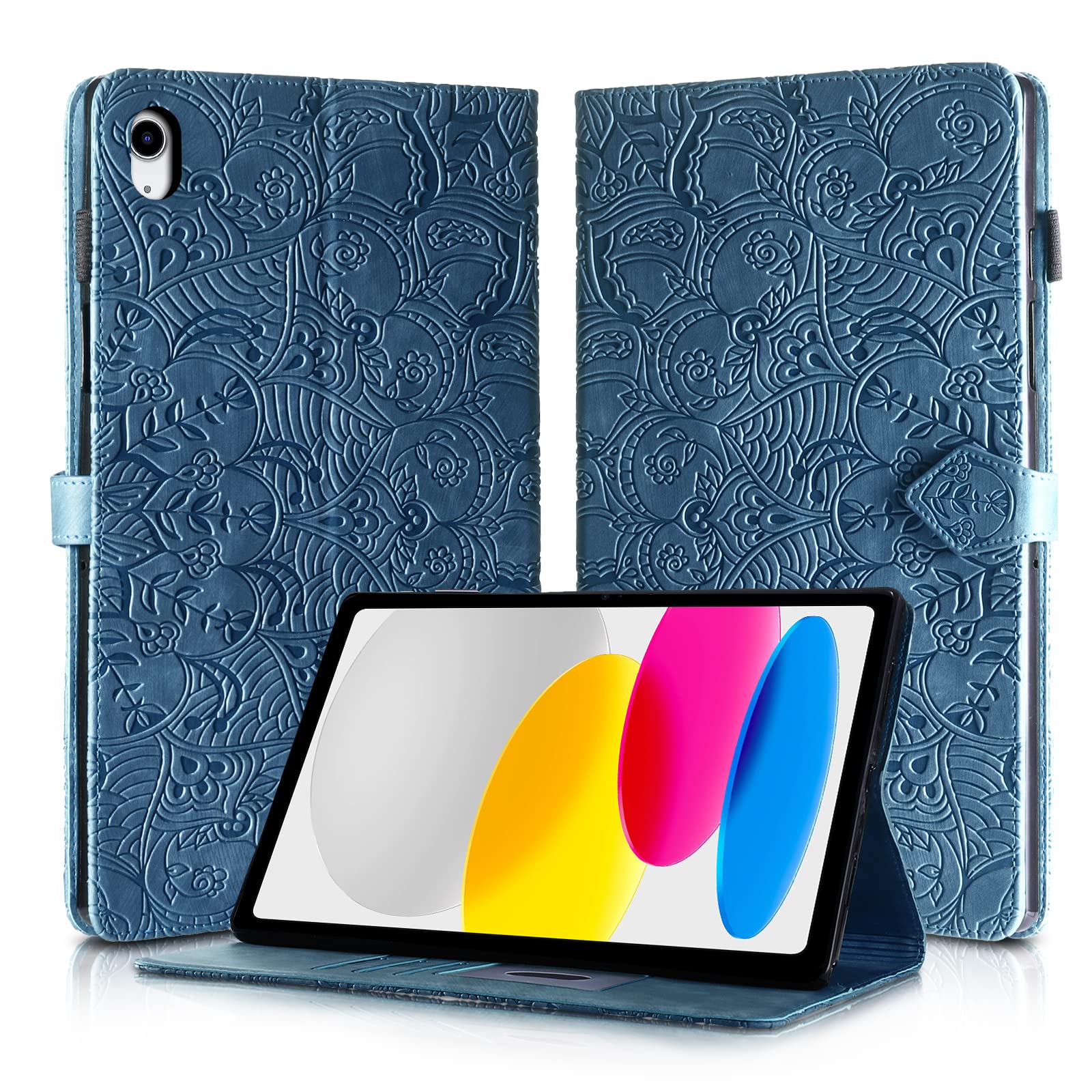 Rostsant iPad 10.Generation 2022 10,9 Inches Tablet Cover Case PU Leather Magnetic Closure Protective Card Slots Wallet for iPad 11 (A16) 2025 Blue