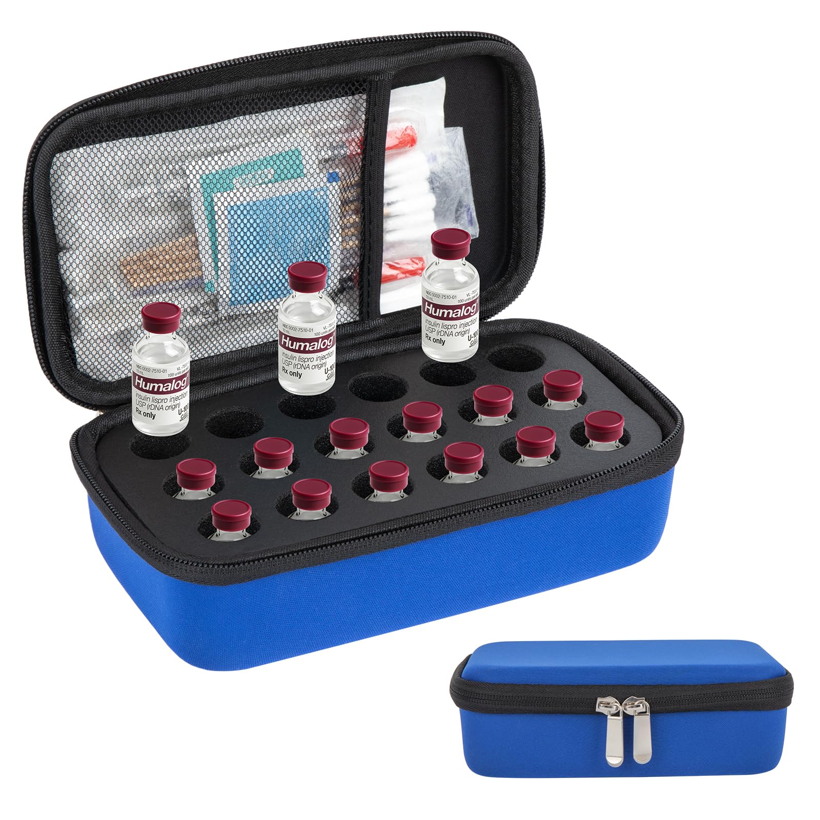 Photo 1 of **INCOMPLETE** YOUSHARES Insulin Vials Refrigerator Storage Case - 10ml Peptide Vial Protective Holder for Fridge, 18-Slots Diabetic Insulin Small Bottle Organizer Bag Compatible with U-100 Vials