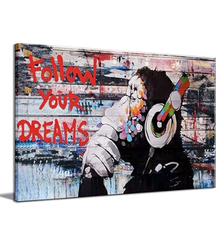Amazon.com: Banksy Dj Monkey Headphones Art Graffiti Work