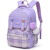 Alrisg Teen Girls Backpack Aesthetic Laptop Bookbag Elementary Middle School Travel Daypacks Mochilas Escolares Purple