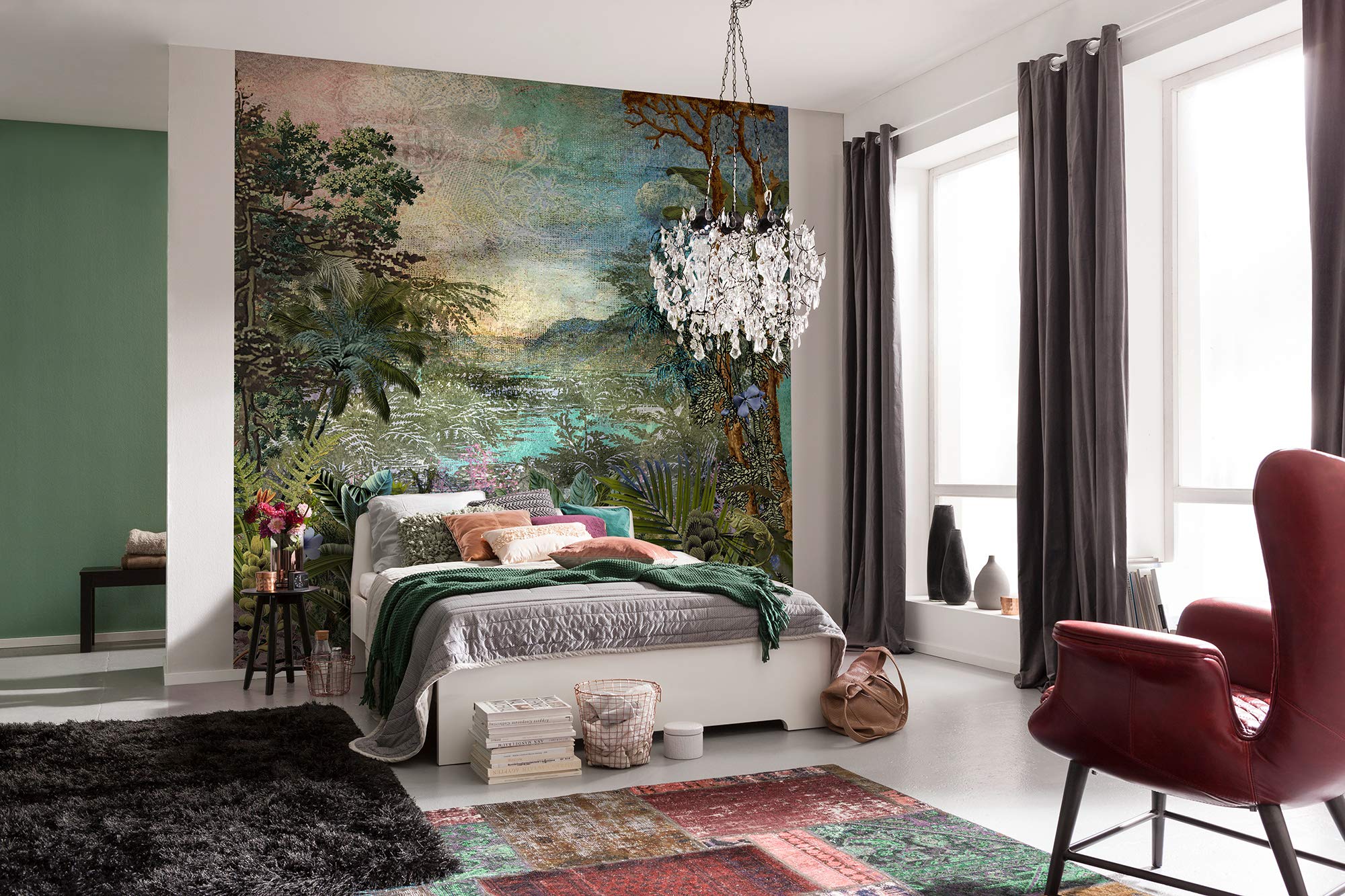 Komar HX5-044 Non-Woven Photo Wallpaper Cours Fluvial | Wallpaper XXL Decoration Art Nouveau Bedroom Living Room Office Hallway | Size 250 x 250 cm (Width x Height) | HX5-044 Multi-Coloured