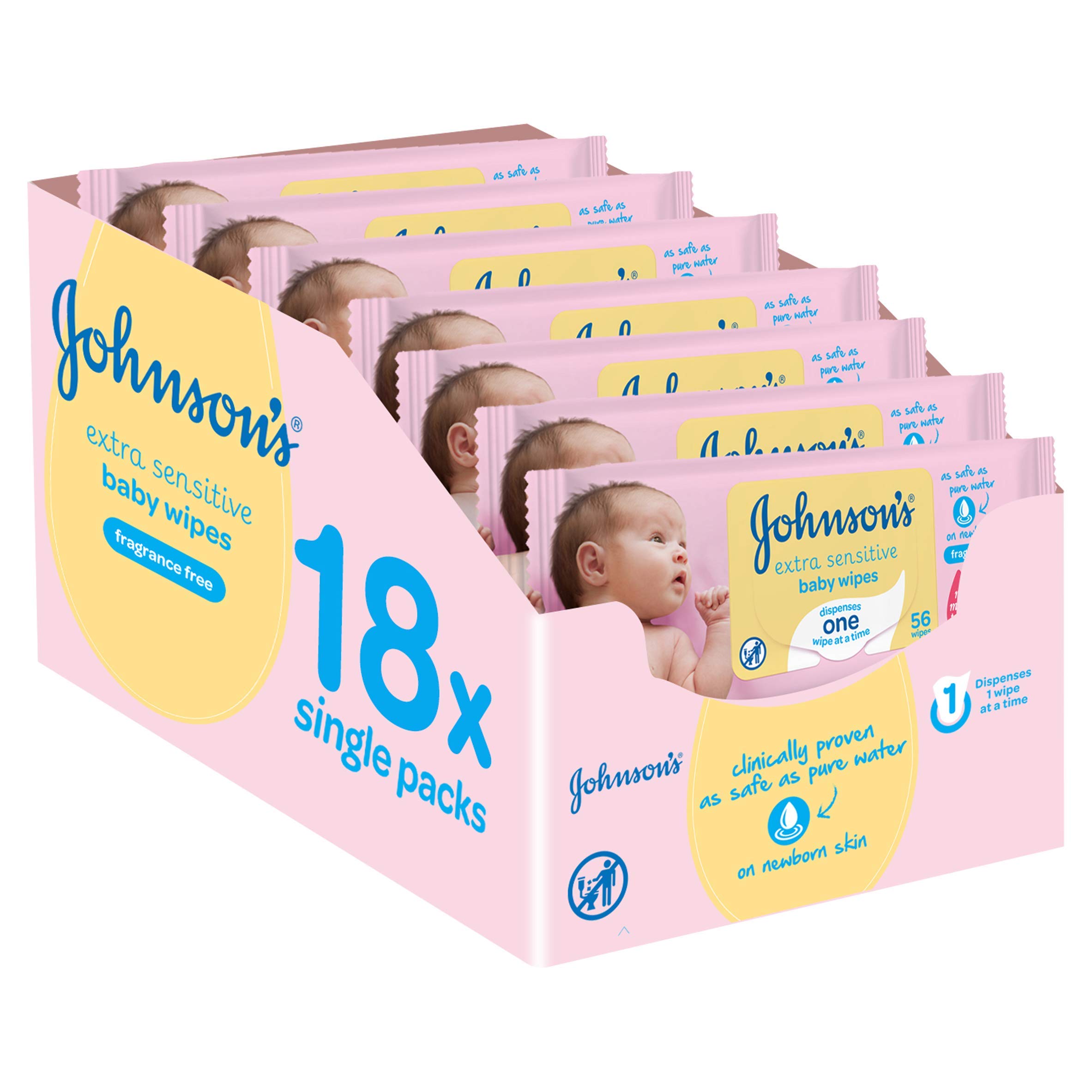 johnsons baby wipes 18 pack