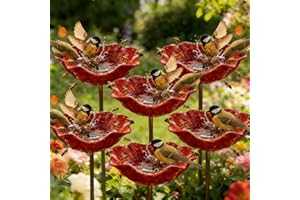 Handmade Metal Flower Garden Stake with Bird Bath & pollinator Water Station, Bee Bath for Garden Metal Bee Water Feeder with