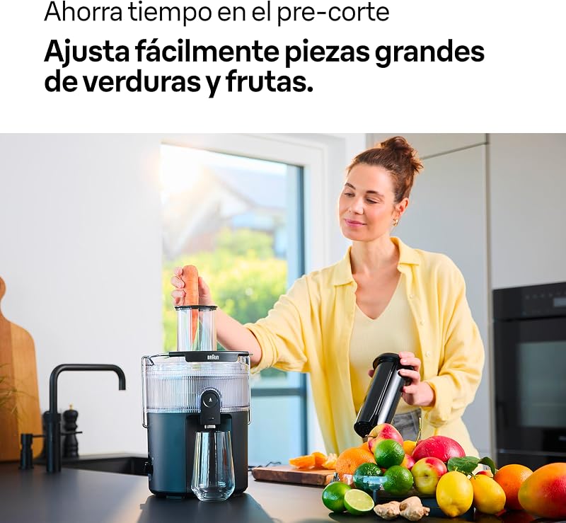 MultiJuice 5 SJ5000, Licuadora Extractor con Tecnología ColdXtract, Boquilla de 75 mm, Recipiente de 1,5 l, Antigoteo, Sistema de Seguridad Cuádruple, Filtro de Acero Inoxidable, 800 W, Negro — foto 6 de 8