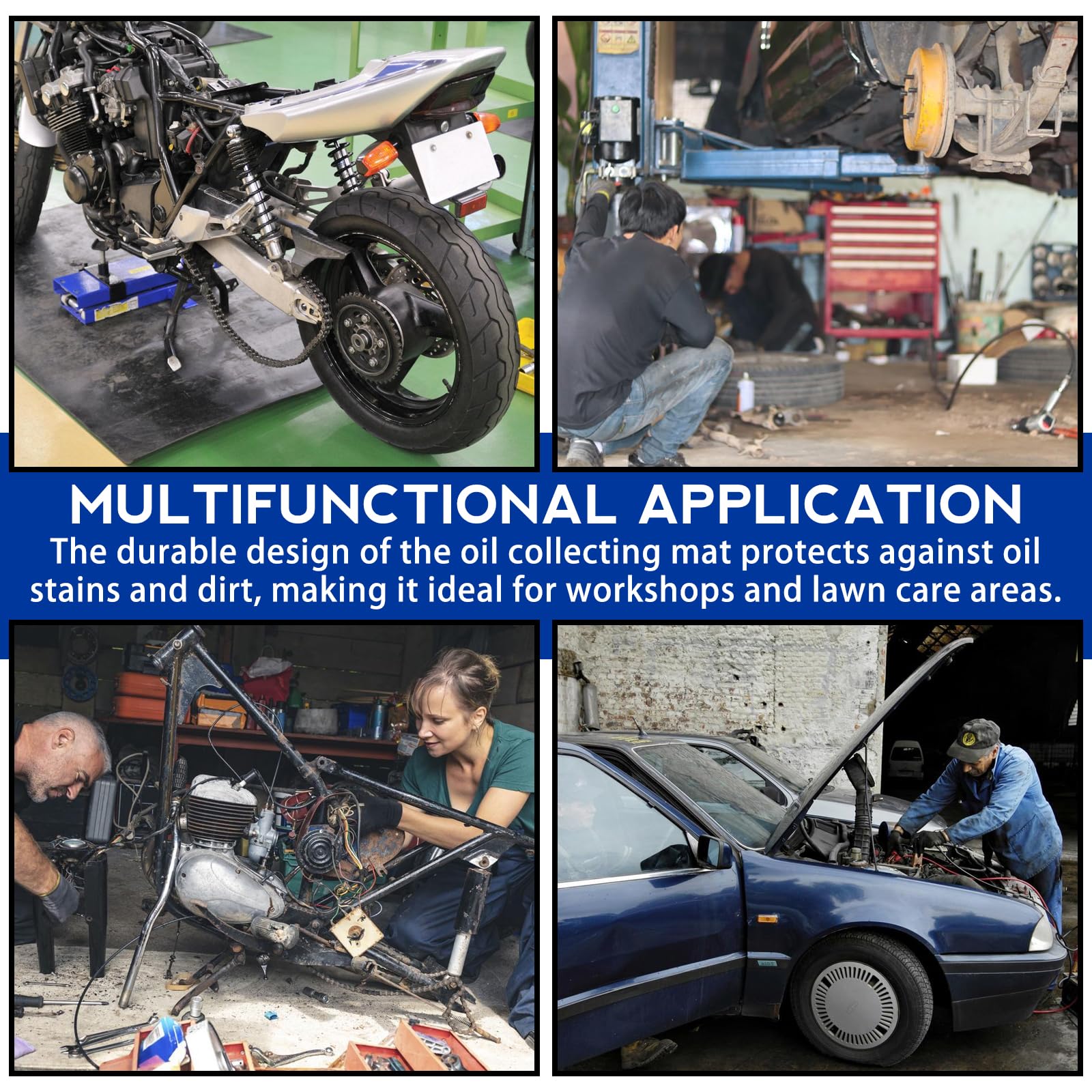 Ölauffangmatte, Öl-Auffangmatte Clean, Öl Auffangmatte, Werkstatt Ölmatte, Ölmatte Motorrad, Strapazierfähige Saugmatte, Ölbindematte für Garagenboden Matten Werkbank Unterlage, 91x152 cm, Schwarz 4