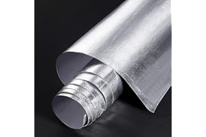 BBTO Heat Reflective Sheet Adhesive Backed Aluminized Fiberglass Heat Shield Tape Protection Barrier Heat Shield Resistant Material for Hose and Auto Use Heat Insulation Sheet(Silver, 12 x 60 Inch)