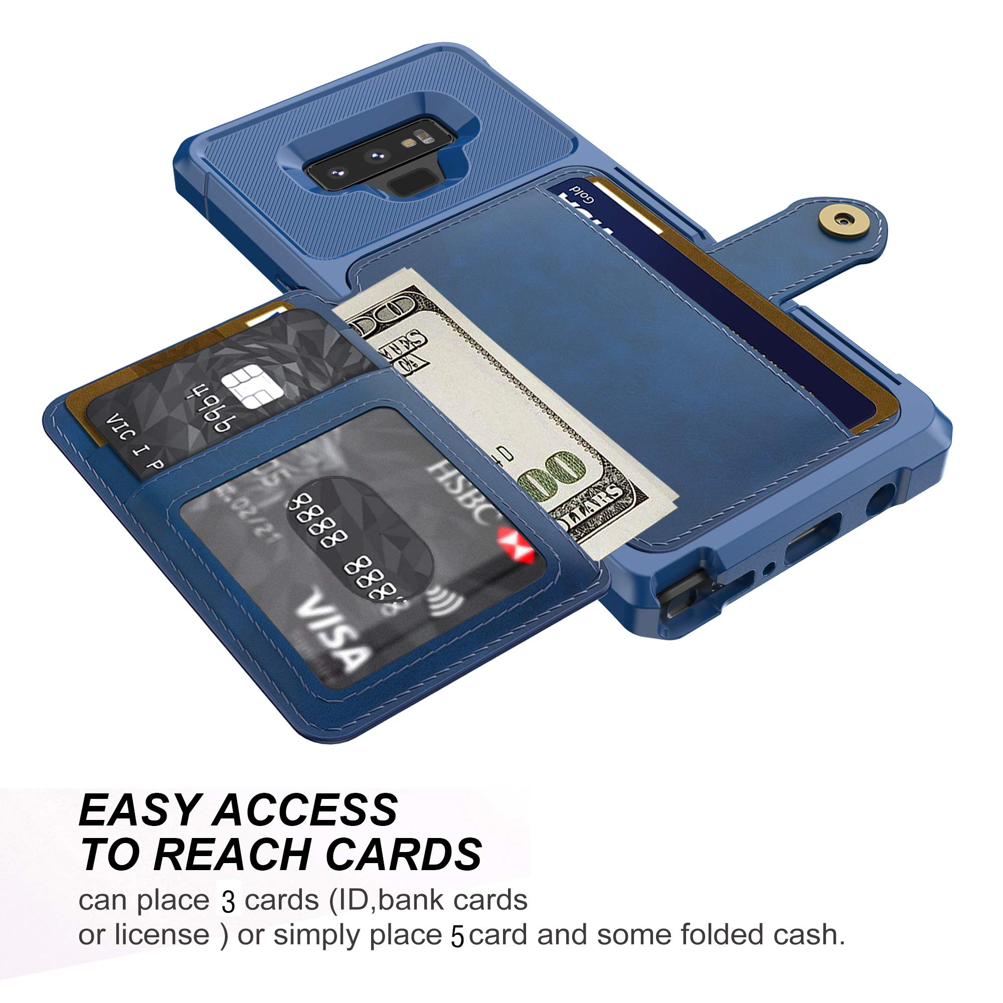 Galaxy Note 9 Wallet Case, Sumsung Note 9 Flip Leather Kickstand Fit Magnetic Wireless Car Charger Mount Slim Durable Shockproof Protective Card Slots Holder Case Cover (Red)