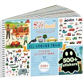 Cupkin All Around Town Coloring &amp; Sticker Activity Book | 500+ Stickers | Spiral-bound kids craft format with 12 scenes, 12 art pages, side-by-side viewing, and an easy-peel design for ages 2&ndash;8
