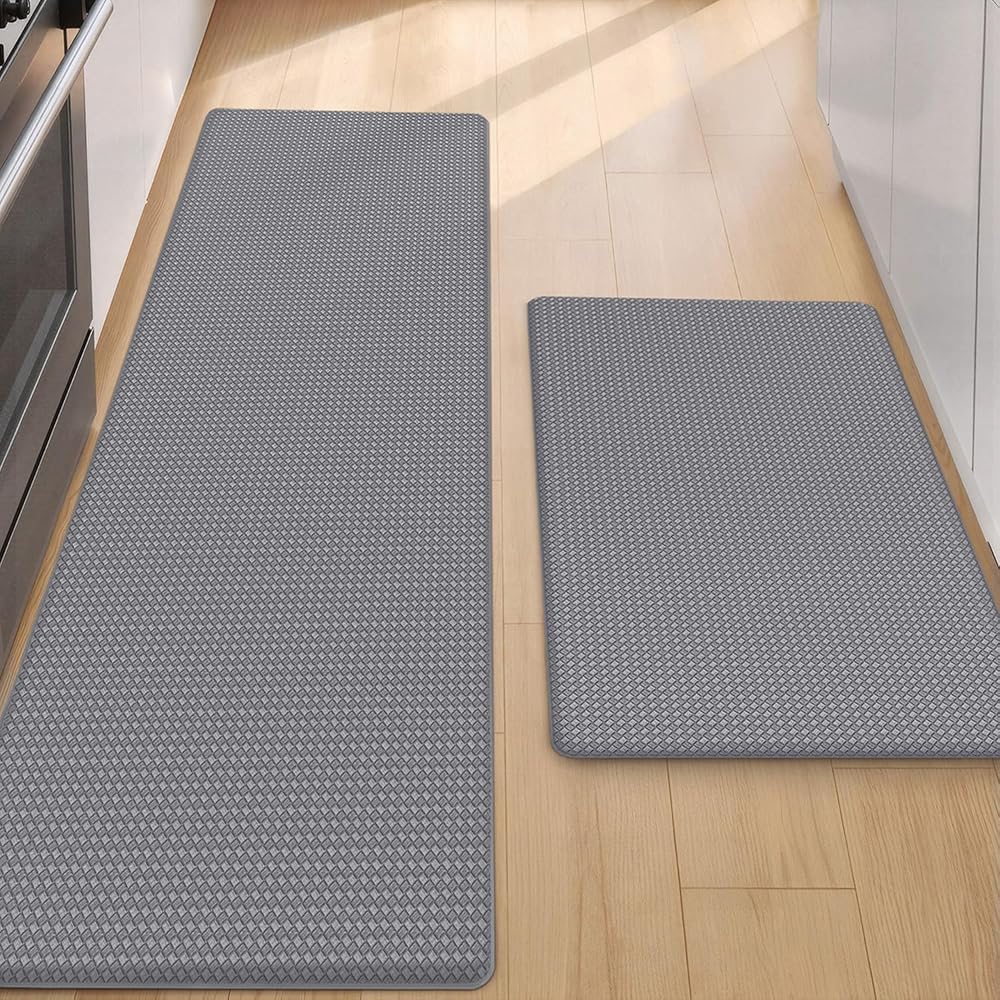 COLOR&GEOMETRY Non-Slip Kitchen Rug Set 44x75 cm 44x150 cm Grey