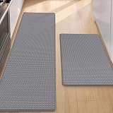 COLOR&GEOMETRY Non-Slip Kitchen Rug Set 44x75 cm 44x150 cm Grey