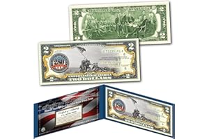 MERRICK MINT Marines 250th Anniversary Milestones of The U.S. Armed Forces Two Dollar Bill Collectible Blue Display Holder and Certificate