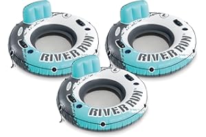 Intex River Run Single Inflatable Lake Floating Water Tubes, 3 Pack, Multicolor
