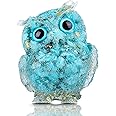 Reyife Hand-Carved Natural Crystal Owl Statue Reiki Healing Gemstone Animal Figurines Home Office Car Decoration The Best Gifts 2.4 inches (Turquoise)