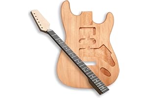 BexGears DIY ST Style Electric Guitar Body and Neck Blank Kit 2 Piece Glued Mahogany Body Maple Neck Ebony Fingerboard