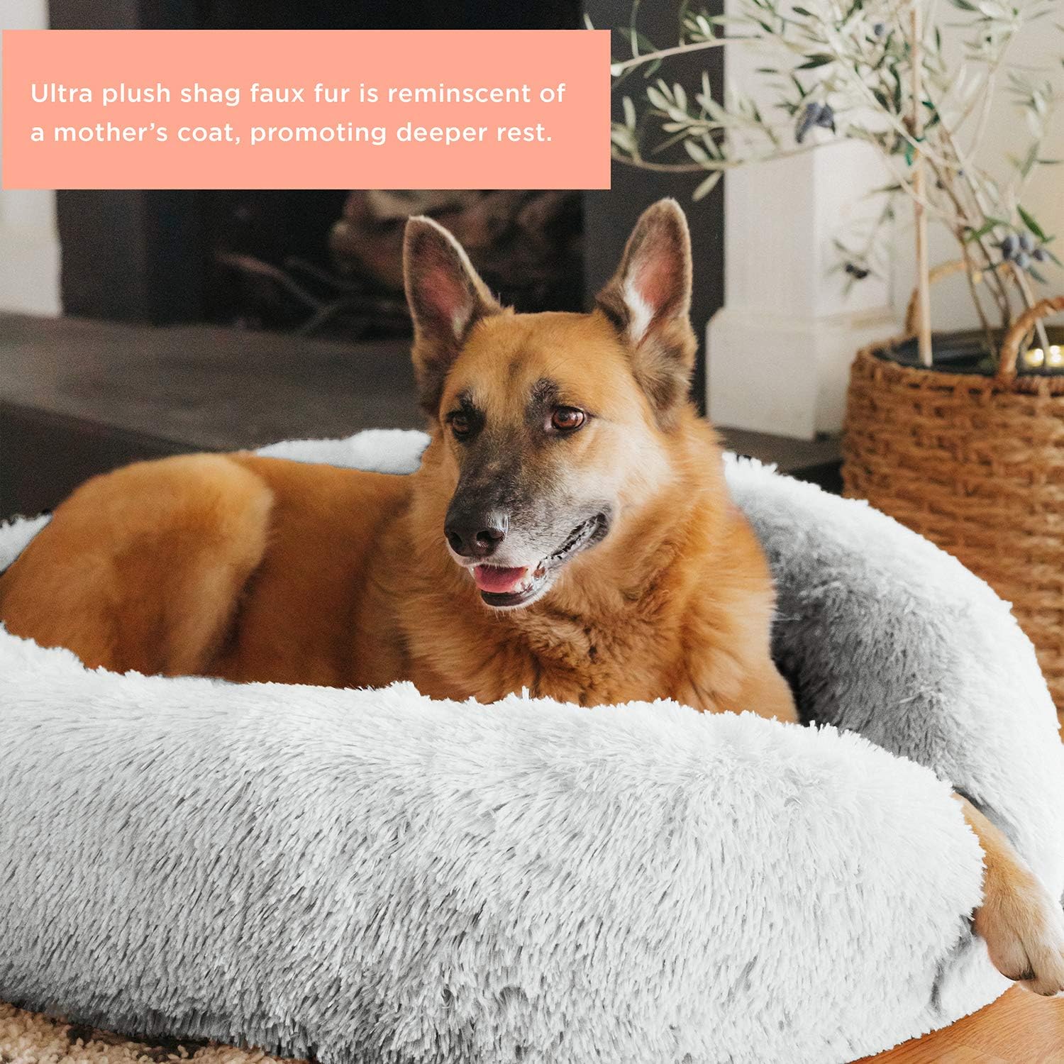 Best Friends by Sheri Calming Shag Vegan Fur Donut Cuddler, Frost, Medium/30" x 30" (DNT-SHG-FRS-30ZP-VP) : Pet Supplies
