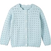 Miipat Baby Girl Sweater Knit Toddler Cardigan Long Sleeve Button Up Hollow Crochet Sweater